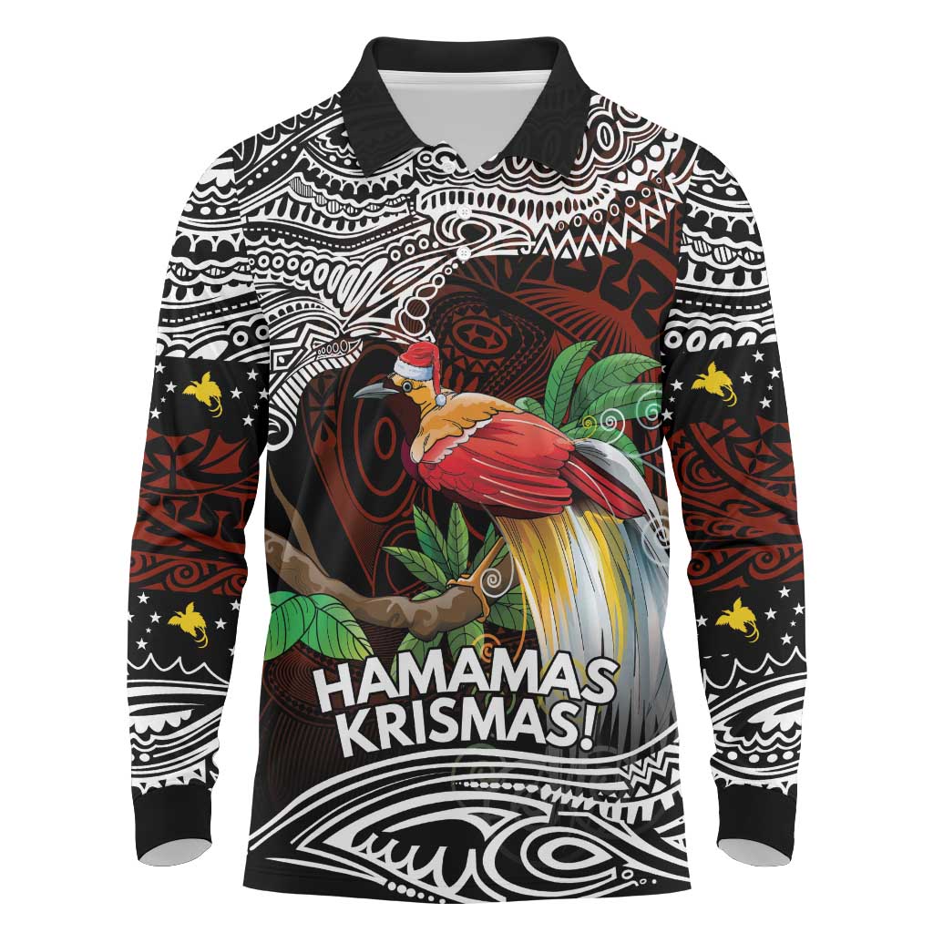 Papua New Guinea Christmas Long Sleeve Polo Shirt - Polynesian Pride
