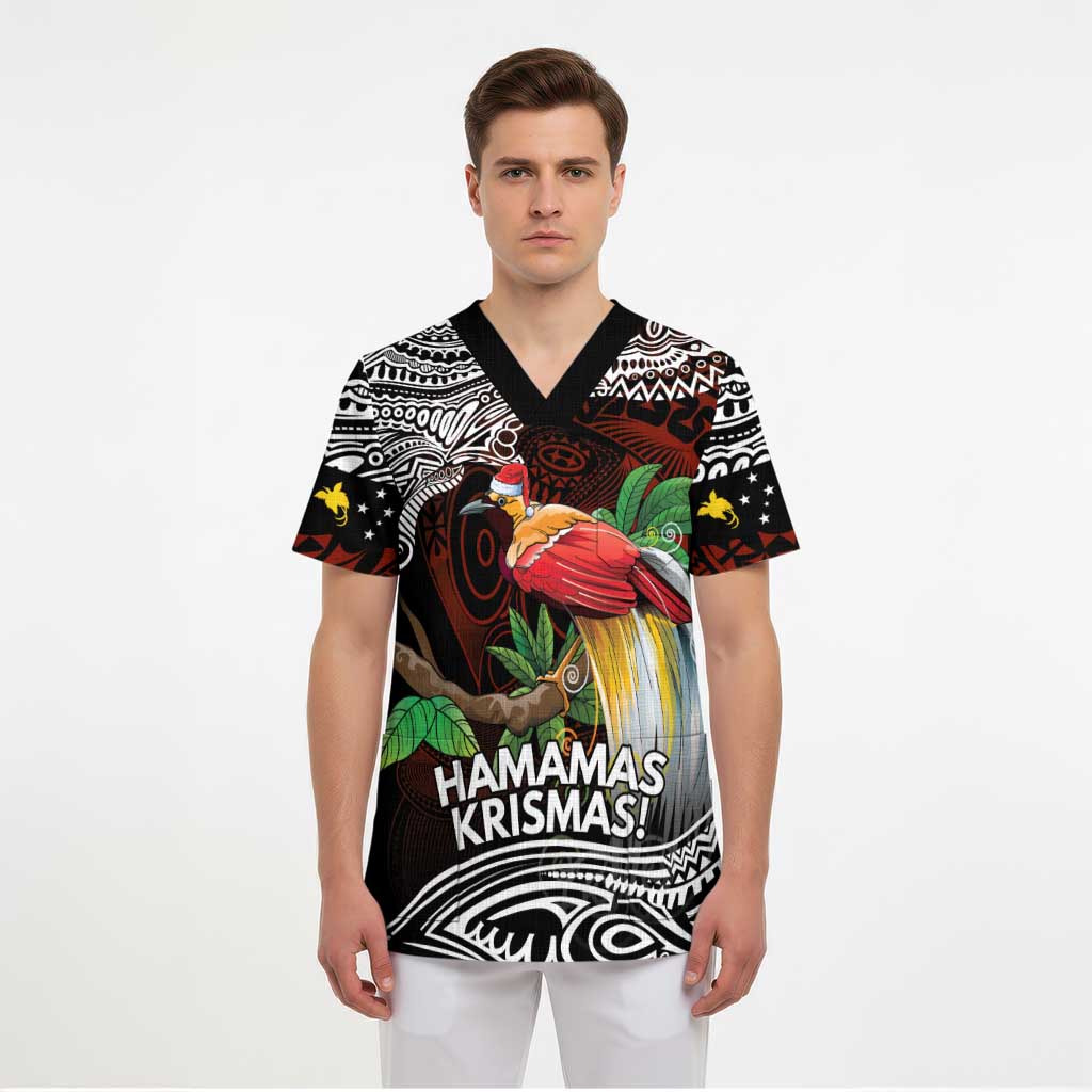 Papua New Guinea Christmas Scrub Top - Polynesian Pride