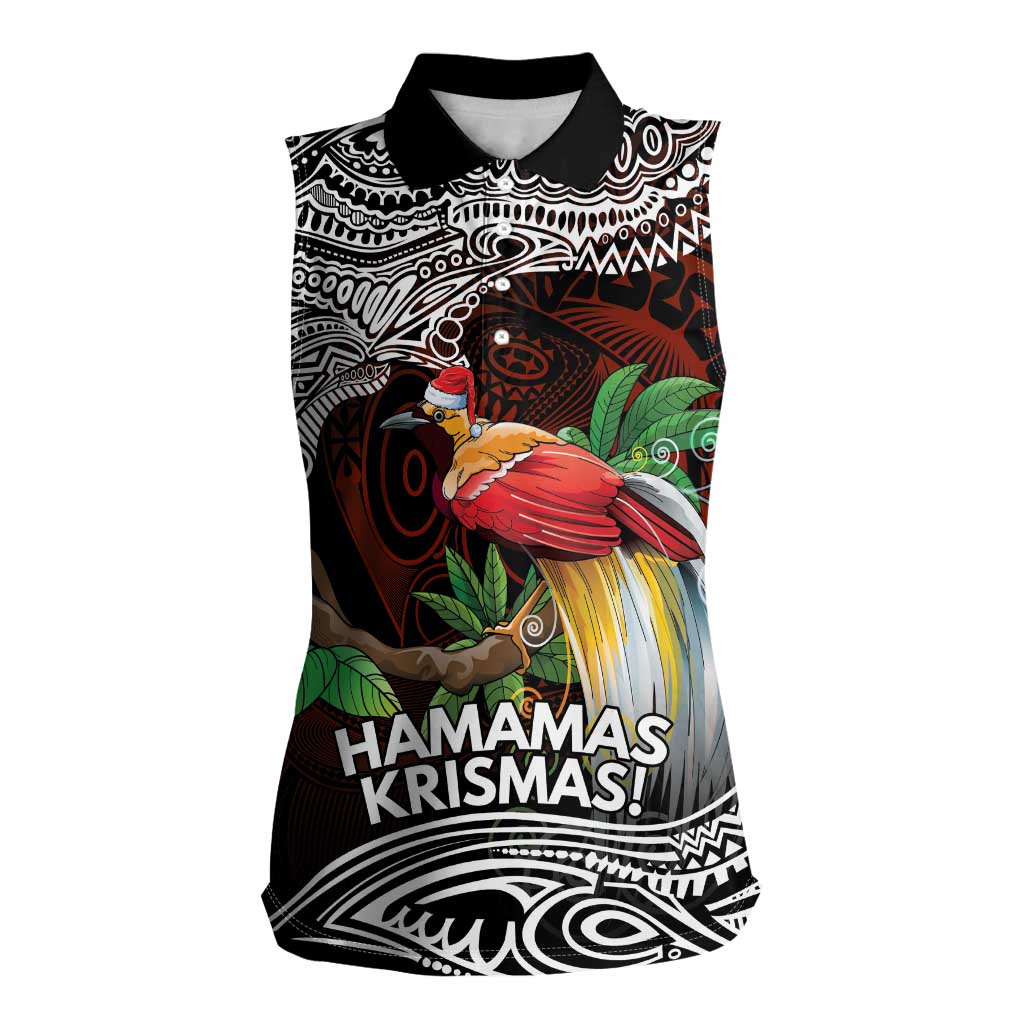 Papua New Guinea Christmas Women Sleeveless Polo Shirt - Polynesian Pride