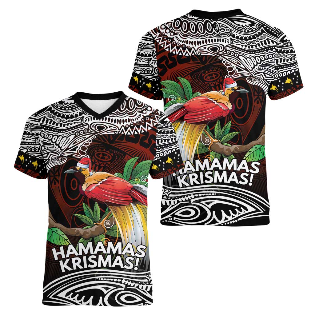 Papua New Guinea Christmas Women V-Neck T-Shirt - Polynesian Pride