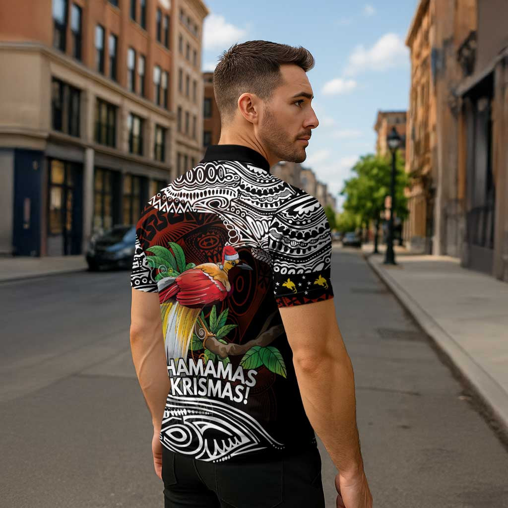 Papua New Guinea Christmas Zipper Polo Shirt - Polynesian Pride