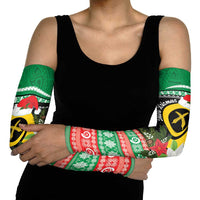 Vanuatu Pig's Tusk Meri Krismas! Arm Sleeves Vanuatuan Sand Drawing Pattern - Polynesian Pride