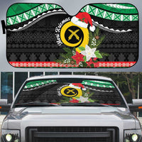 Vanuatu Pig's Tusk Meri Krismas! Auto Sun Shade Vanuatuan Sand Drawing Pattern - Polynesian Pride