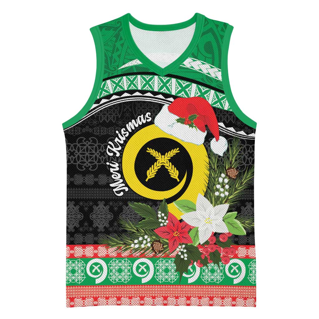 Vanuatu Pig's Tusk Meri Krismas! Basketball Jersey Vanuatuan Sand Drawing Pattern - Polynesian Pride