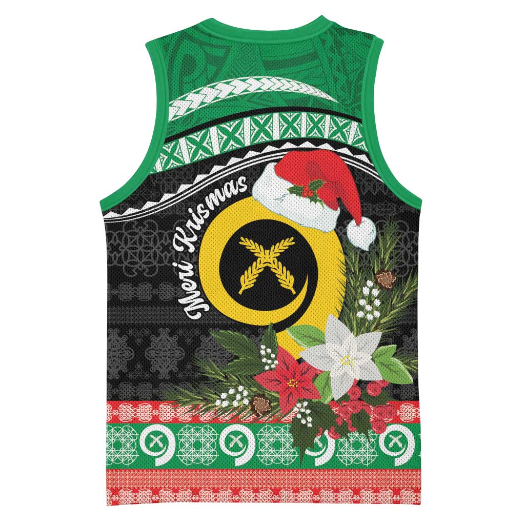 Vanuatu Pig's Tusk Meri Krismas! Basketball Jersey Vanuatuan Sand Drawing Pattern - Polynesian Pride