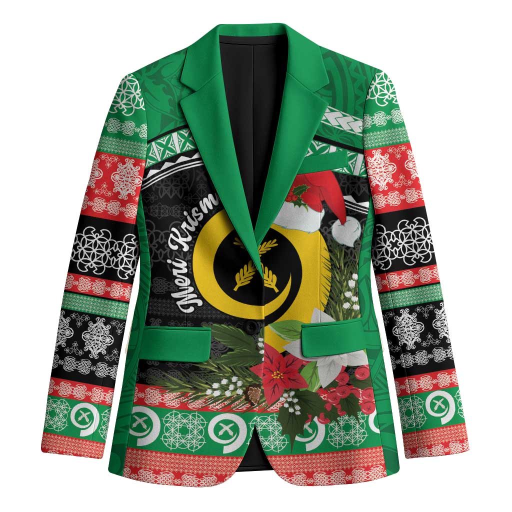 Vanuatu Pig's Tusk Meri Krismas! Blazer Vanuatuan Sand Drawing Pattern - Polynesian Pride