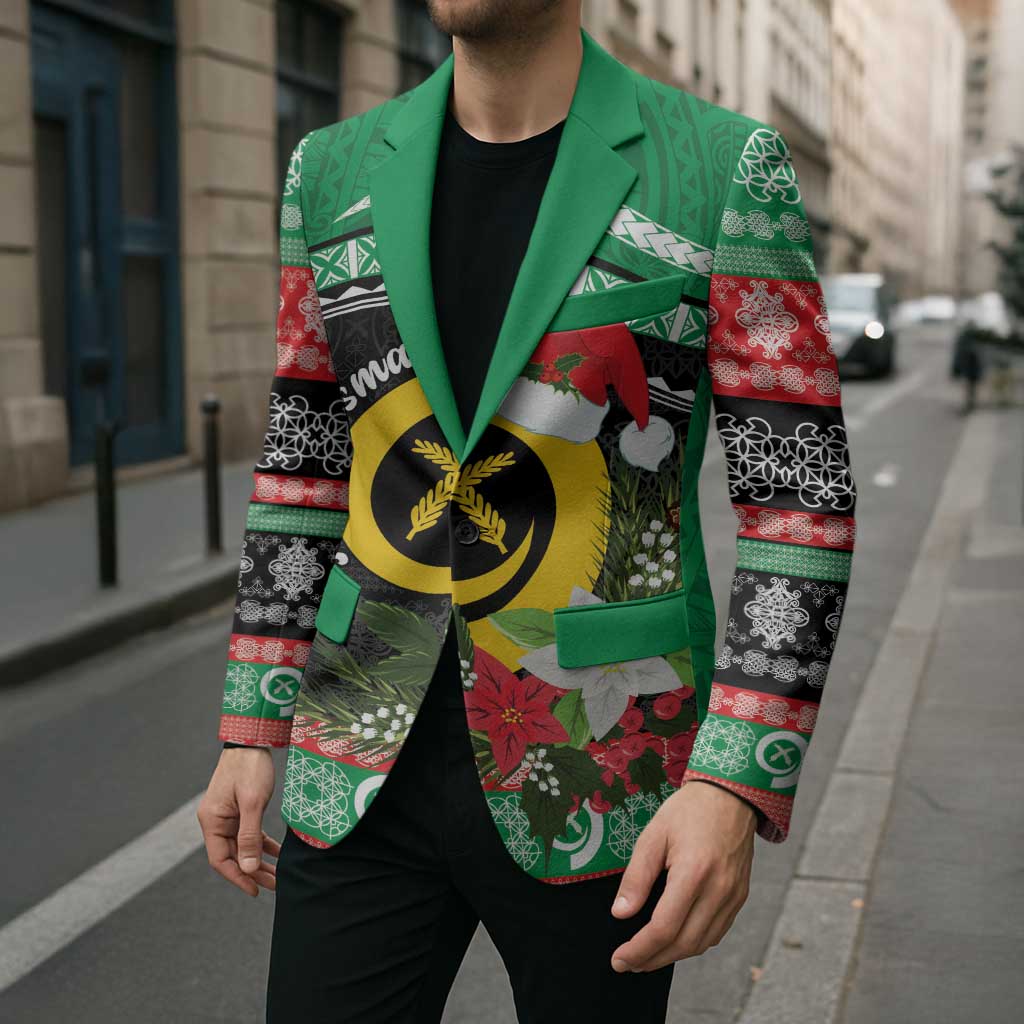 Vanuatu Pig's Tusk Meri Krismas! Blazer Vanuatuan Sand Drawing Pattern - Polynesian Pride