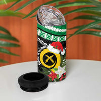 Vanuatu Pig's Tusk Meri Krismas! 4 in 1 Can Cooler Tumbler Vanuatuan Sand Drawing Pattern - Polynesian Pride
