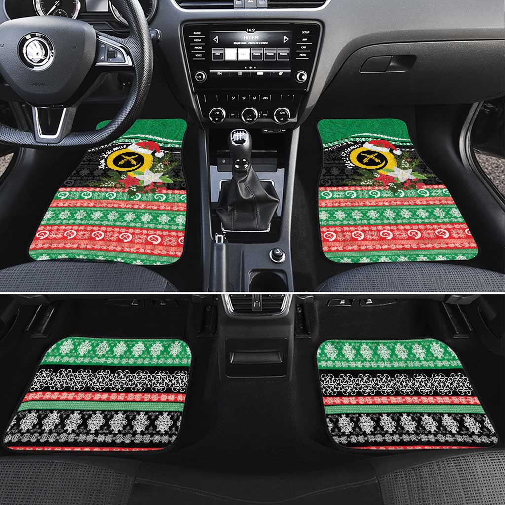 Vanuatu Pig's Tusk Meri Krismas! Car Mats Vanuatuan Sand Drawing Pattern - Polynesian Pride