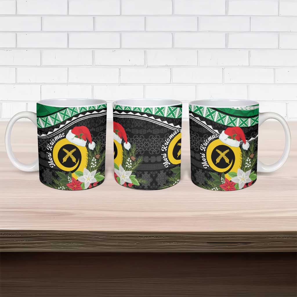 Vanuatu Pig's Tusk Meri Krismas! Ceramic Mug Vanuatuan Sand Drawing Pattern - Polynesian Pride