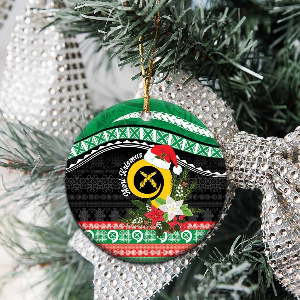 Vanuatu Pig's Tusk Meri Krismas! Ceramic Ornament Vanuatuan Sand Drawing Pattern - Polynesian Pride