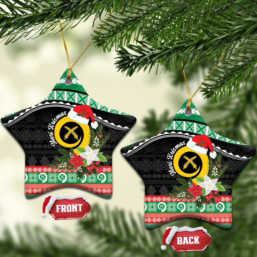 Vanuatu Pig's Tusk Meri Krismas! Ceramic Ornament Vanuatuan Sand Drawing Pattern - Polynesian Pride