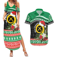 Vanuatu Pig's Tusk Meri Krismas! Couples Matching Summer Maxi Dress and Hawaiian Shirt Vanuatuan Sand Drawing Pattern - Polynesian Pride