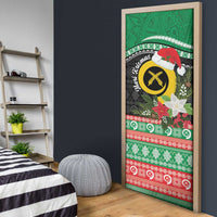 Vanuatu Pig's Tusk Meri Krismas! Door Cover Vanuatuan Sand Drawing Pattern - Polynesian Pride