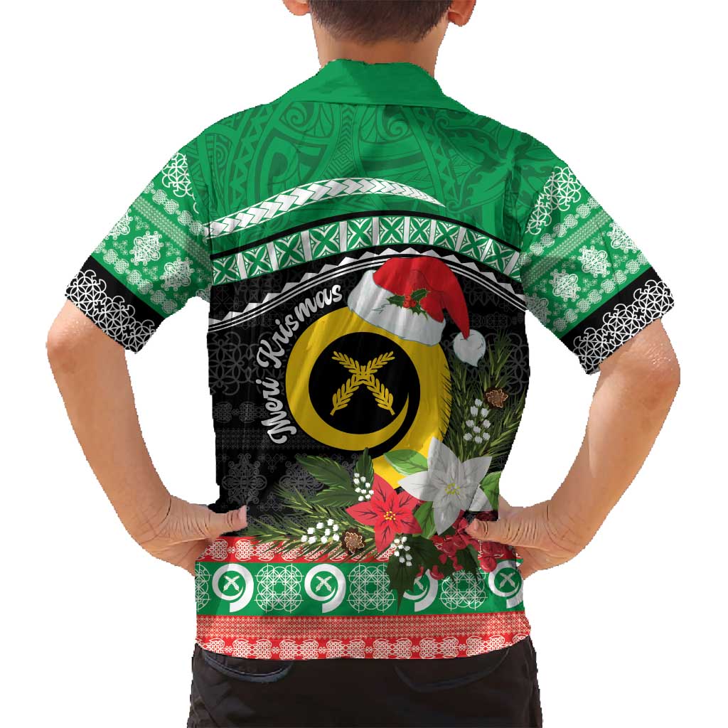 Vanuatu Pig's Tusk Meri Krismas! Family Matching Off Shoulder Short Dress and Hawaiian Shirt Vanuatuan Sand Drawing Pattern - Polynesian Pride