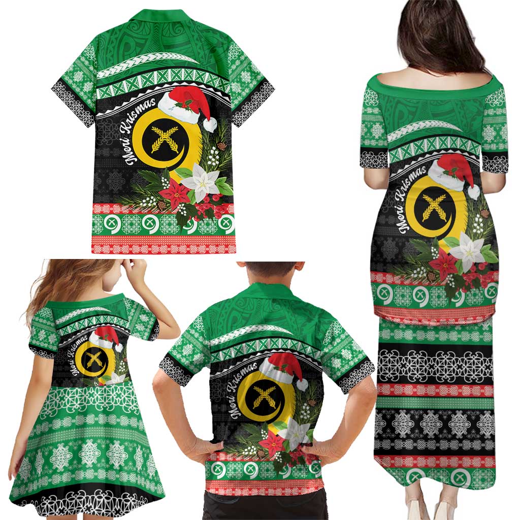 Vanuatu Pig's Tusk Meri Krismas! Family Matching Puletasi and Hawaiian Shirt Vanuatuan Sand Drawing Pattern - Polynesian Pride