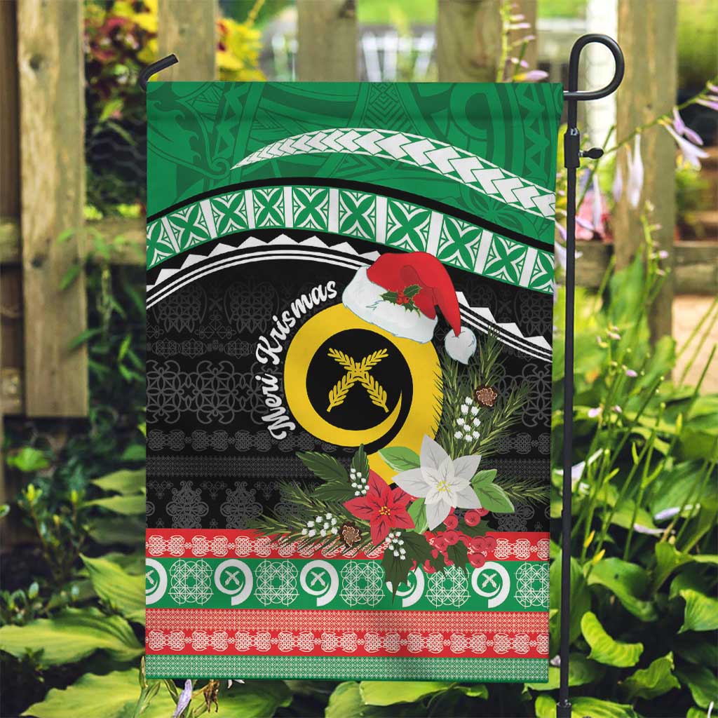 Vanuatu Pig's Tusk Meri Krismas! Garden Flag Vanuatuan Sand Drawing Pattern - Polynesian Pride
