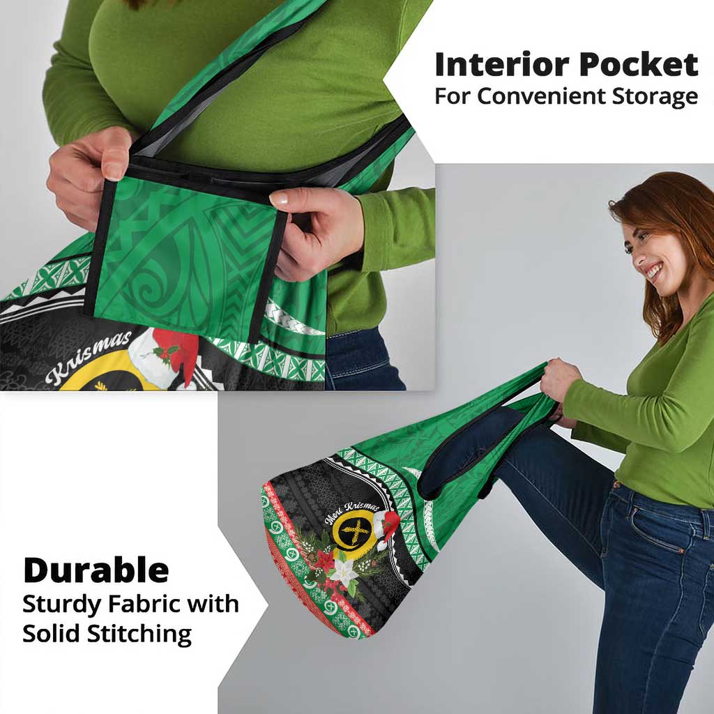 Vanuatu Pig's Tusk Meri Krismas! Grocery Bag Vanuatuan Sand Drawing Pattern - Polynesian Pride