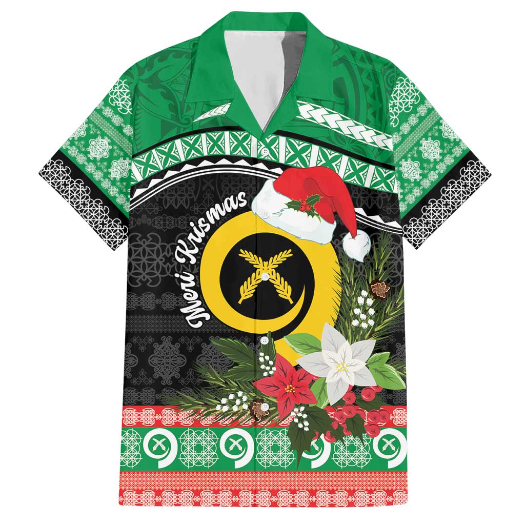 Vanuatu Pig's Tusk Meri Krismas! Hawaiian Shirt Vanuatuan Sand Drawing Pattern - Polynesian Pride