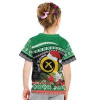Vanuatu Pig's Tusk Meri Krismas! Kid T Shirt Vanuatuan Sand Drawing Pattern - Polynesian Pride