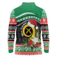 Vanuatu Pig's Tusk Meri Krismas! Long Sleeve Polo Shirt Vanuatuan Sand Drawing Pattern - Polynesian Pride