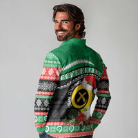 Vanuatu Pig's Tusk Meri Krismas! Long Sleeve Polo Shirt Vanuatuan Sand Drawing Pattern - Polynesian Pride