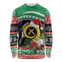 Vanuatu Pig's Tusk Meri Krismas! Long Sleeve Shirt Vanuatuan Sand Drawing Pattern - Polynesian Pride