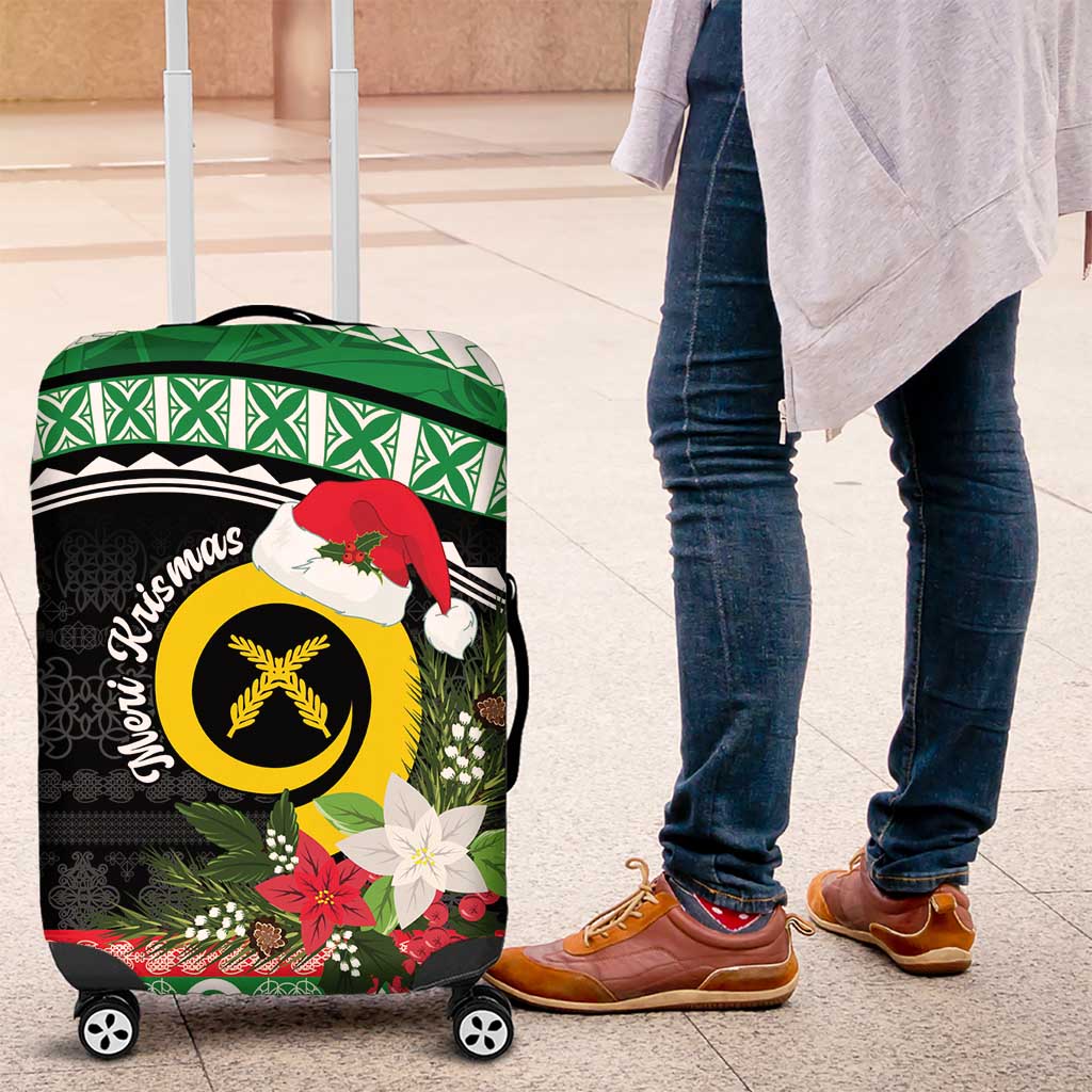 Vanuatu Pig's Tusk Meri Krismas! Luggage Cover Vanuatuan Sand Drawing Pattern - Polynesian Pride