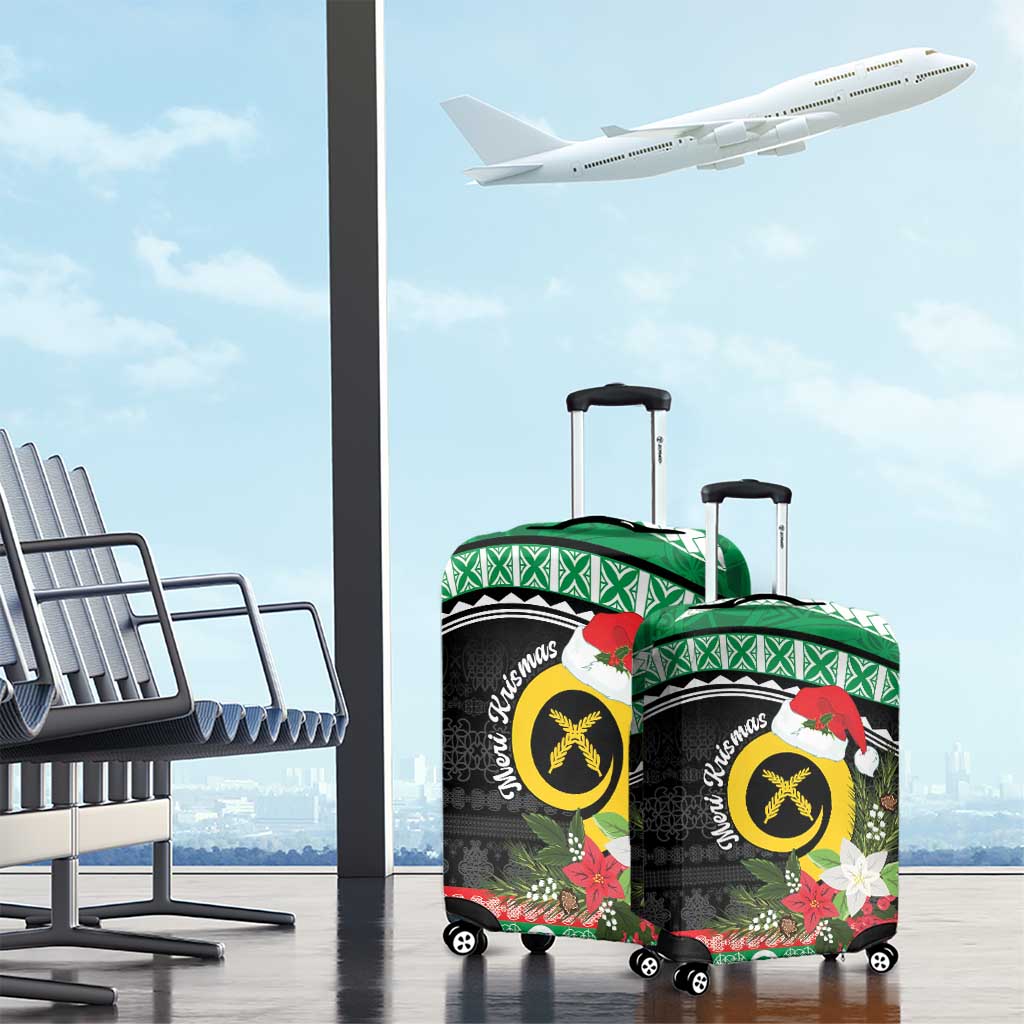 Vanuatu Pig's Tusk Meri Krismas! Luggage Cover Vanuatuan Sand Drawing Pattern - Polynesian Pride