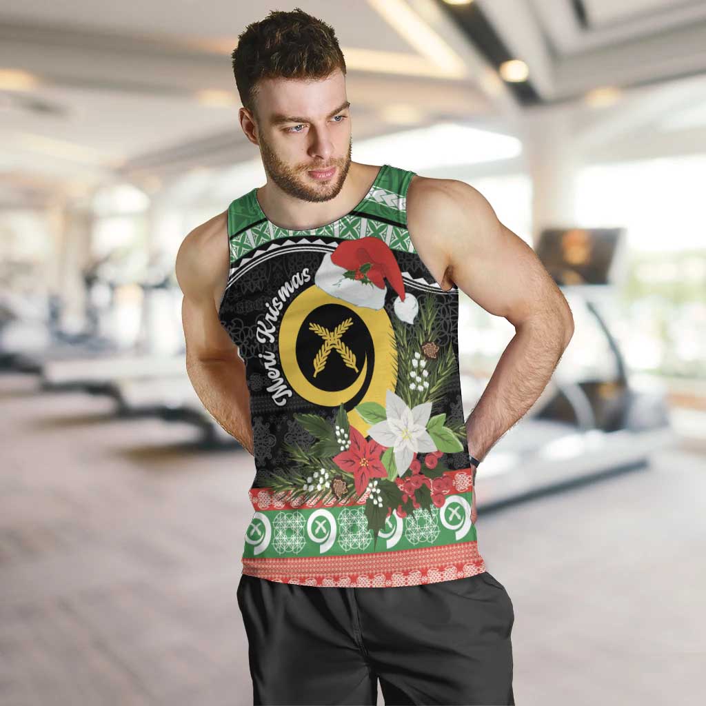 Vanuatu Pig's Tusk Meri Krismas! Men Tank Top Vanuatuan Sand Drawing Pattern - Polynesian Pride