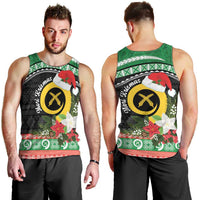 Vanuatu Pig's Tusk Meri Krismas! Men Tank Top Vanuatuan Sand Drawing Pattern - Polynesian Pride