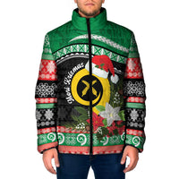 Vanuatu Pig's Tusk Meri Krismas! Padded Jacket Vanuatuan Sand Drawing Pattern - Polynesian Pride
