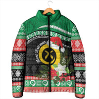 Vanuatu Pig's Tusk Meri Krismas! Padded Jacket Vanuatuan Sand Drawing Pattern - Polynesian Pride