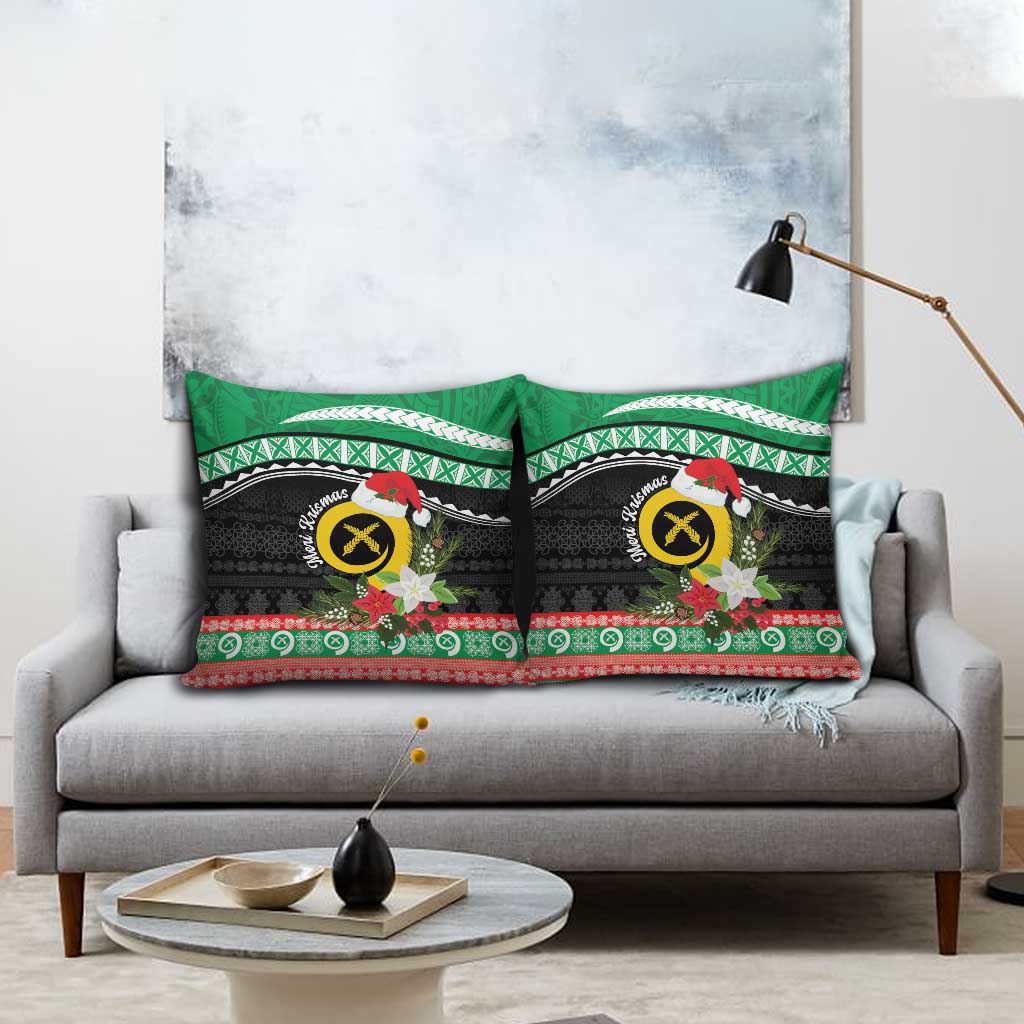 Vanuatu Pig's Tusk Meri Krismas! Pillow Cover Vanuatuan Sand Drawing Pattern - Polynesian Pride