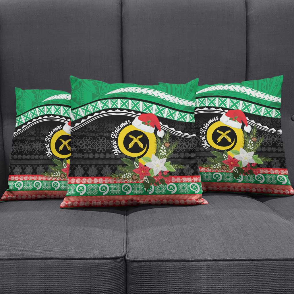 Vanuatu Pig's Tusk Meri Krismas! Pillow Cover Vanuatuan Sand Drawing Pattern - Polynesian Pride