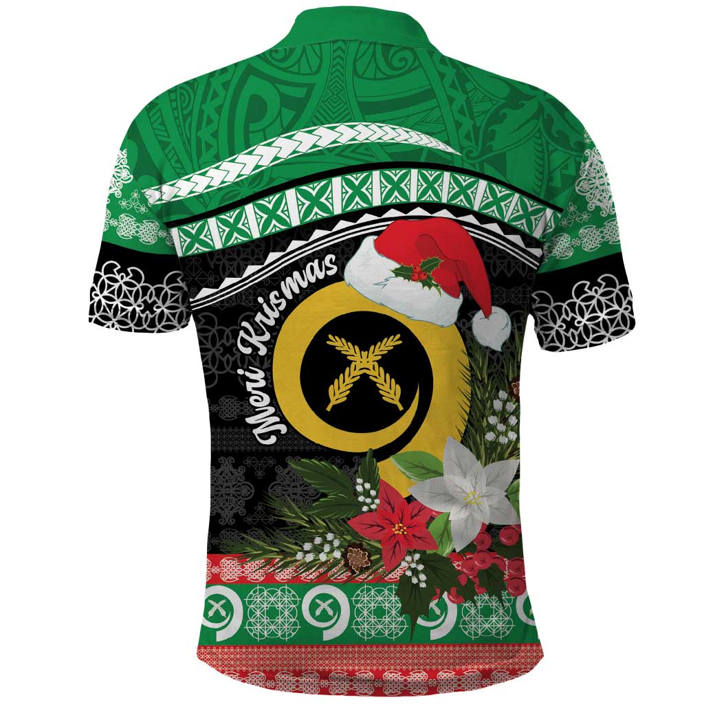 Vanuatu Pig's Tusk Meri Krismas! Polo Shirt Vanuatuan Sand Drawing Pattern - Polynesian Pride