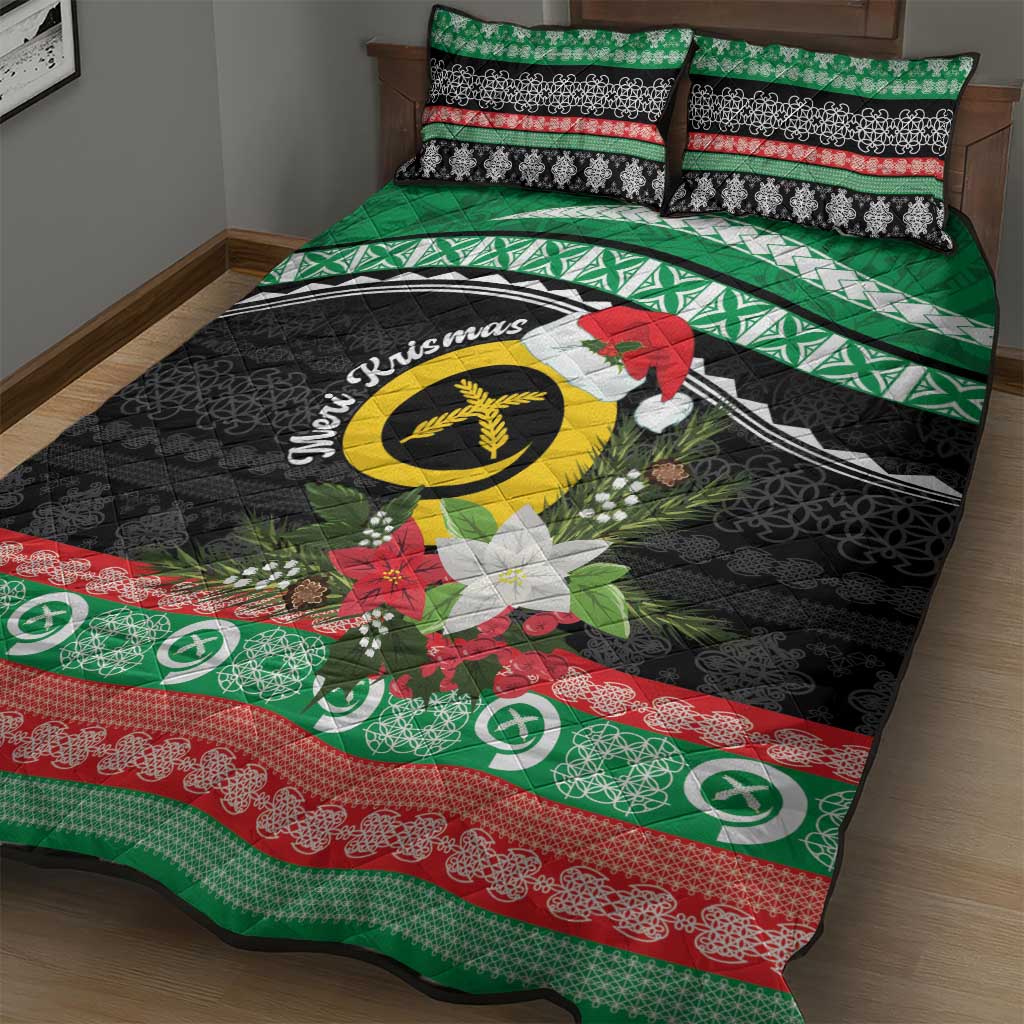 Vanuatu Pig's Tusk Meri Krismas! Quilt Bed Set Vanuatuan Sand Drawing Pattern - Polynesian Pride