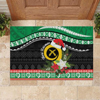 Vanuatu Pig's Tusk Meri Krismas! Rubber Doormat Vanuatuan Sand Drawing Pattern - Polynesian Pride