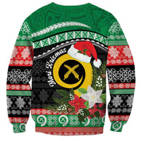 Vanuatu Pig's Tusk Meri Krismas! Sweatshirt Vanuatuan Sand Drawing Pattern - Polynesian Pride