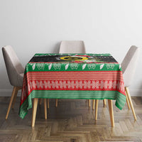 Vanuatu Pig's Tusk Meri Krismas! Tablecloth Vanuatuan Sand Drawing Pattern - Polynesian Pride