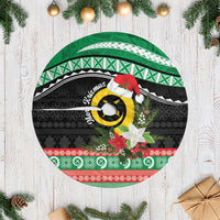 Vanuatu Pig's Tusk Meri Krismas! Tree Skirt Vanuatuan Sand Drawing Pattern - Polynesian Pride