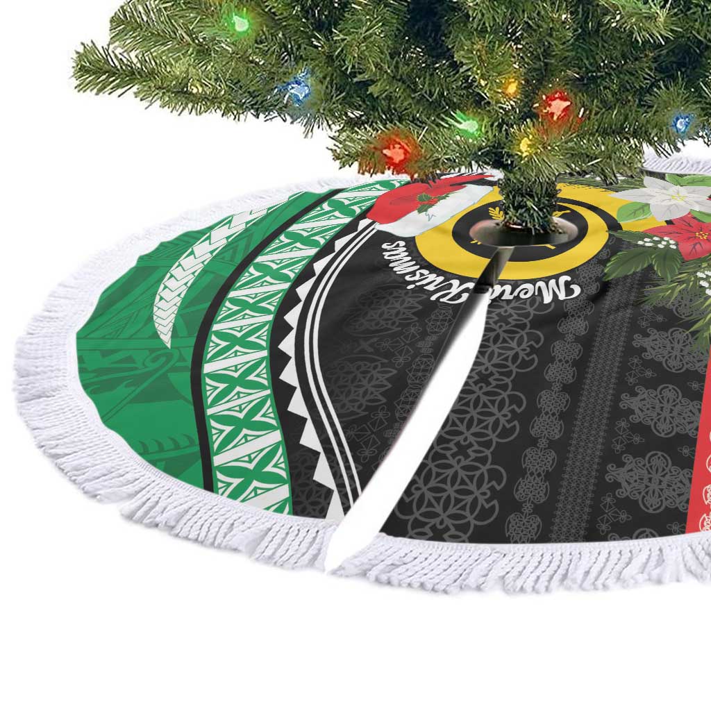 Vanuatu Pig's Tusk Meri Krismas! Tree Skirt Vanuatuan Sand Drawing Pattern - Polynesian Pride