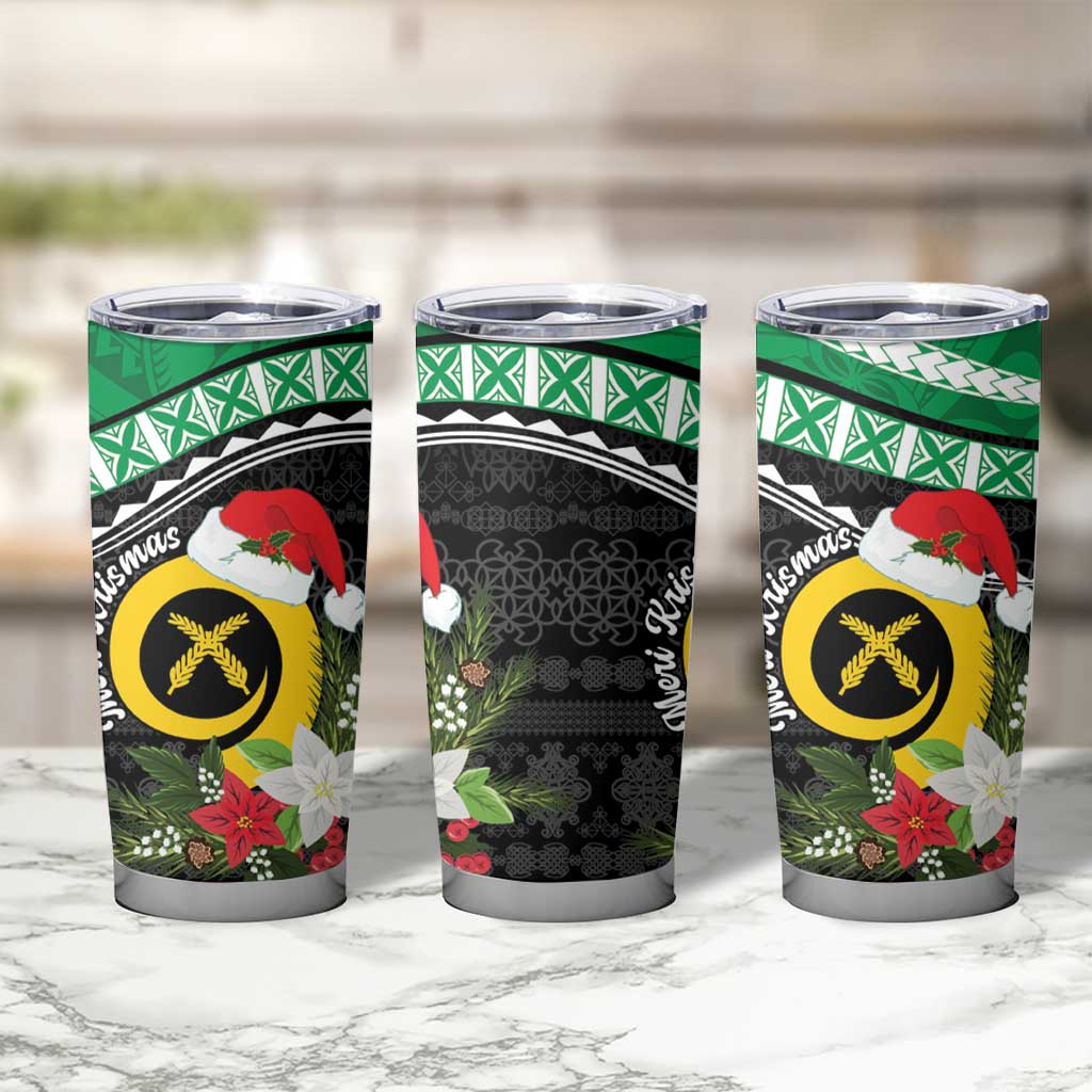 Vanuatu Pig's Tusk Meri Krismas! Tumbler Cup Vanuatuan Sand Drawing Pattern - Polynesian Pride