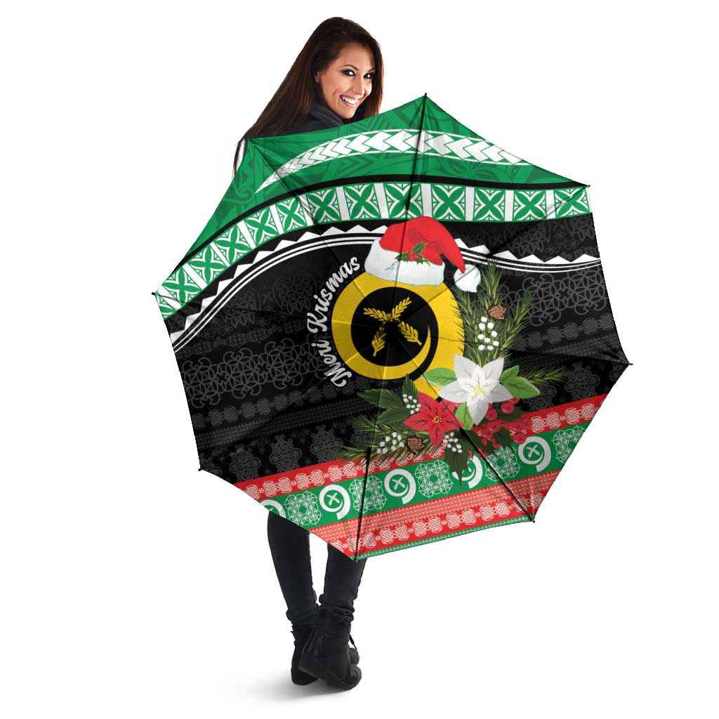 Vanuatu Pig's Tusk Meri Krismas! Umbrella Vanuatuan Sand Drawing Pattern - Polynesian Pride