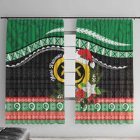 Vanuatu Pig's Tusk Meri Krismas! Window Curtain Vanuatuan Sand Drawing Pattern - Polynesian Pride