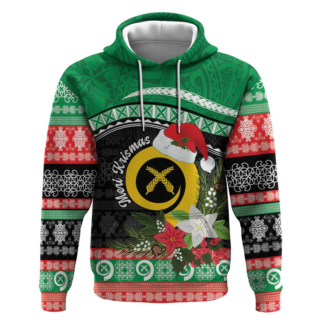 Vanuatu Pig's Tusk Meri Krismas! Zip Hoodie Vanuatuan Sand Drawing Pattern - Polynesian Pride