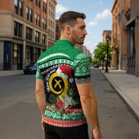 Vanuatu Pig's Tusk Meri Krismas! Zipper Polo Shirt Vanuatuan Sand Drawing Pattern - Polynesian Pride