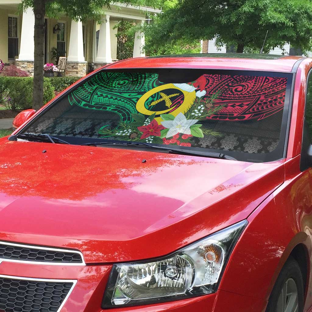 Vanuatu Pig's Tusk Meri Krismas! Auto Sun Shade Vanuatuan Ancient Art Spirit - Polynesian Pride