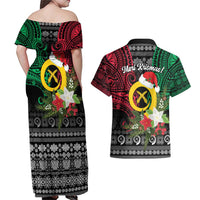 Vanuatu Pig's Tusk Meri Krismas! Couples Matching Off Shoulder Maxi Dress and Hawaiian Shirt Vanuatuan Ancient Art Spirit - Polynesian Pride