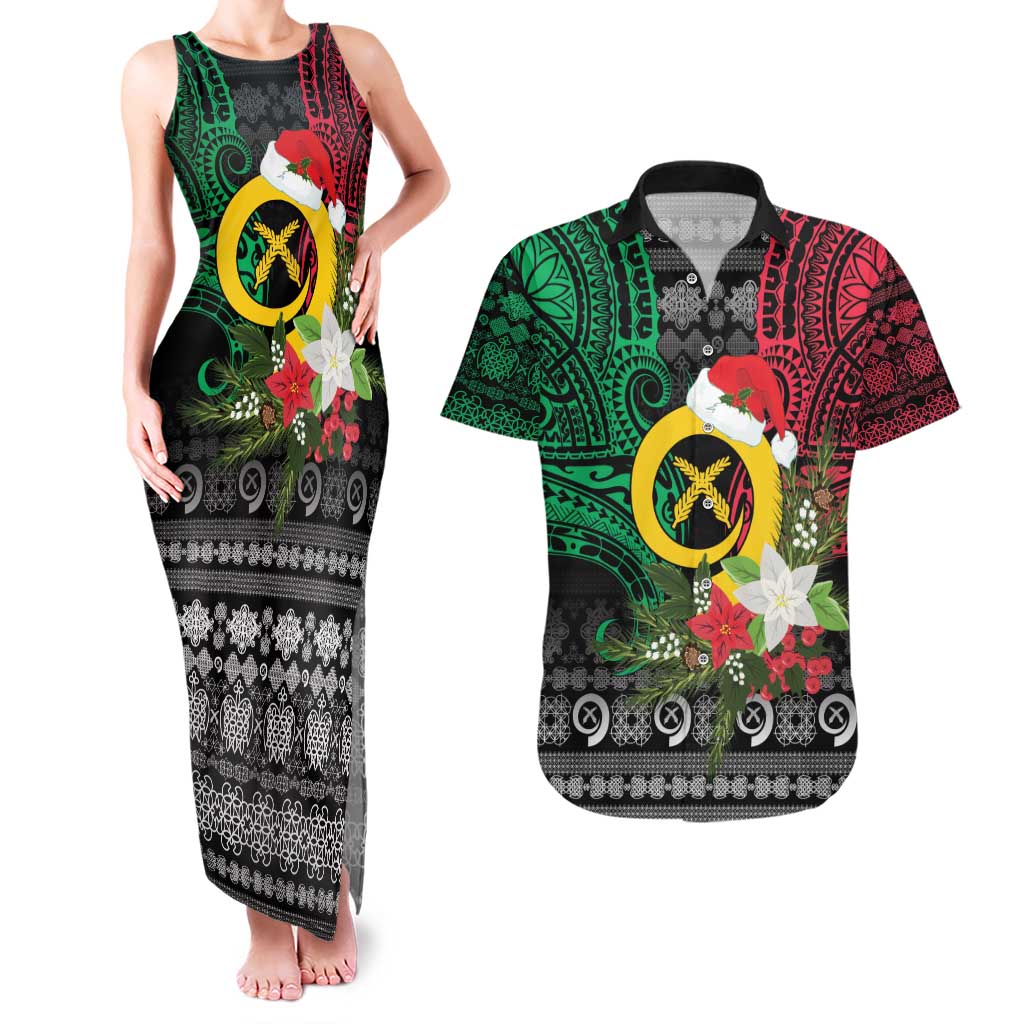 Vanuatu Pig's Tusk Meri Krismas! Couples Matching Tank Maxi Dress and Hawaiian Shirt Vanuatuan Ancient Art Spirit - Polynesian Pride